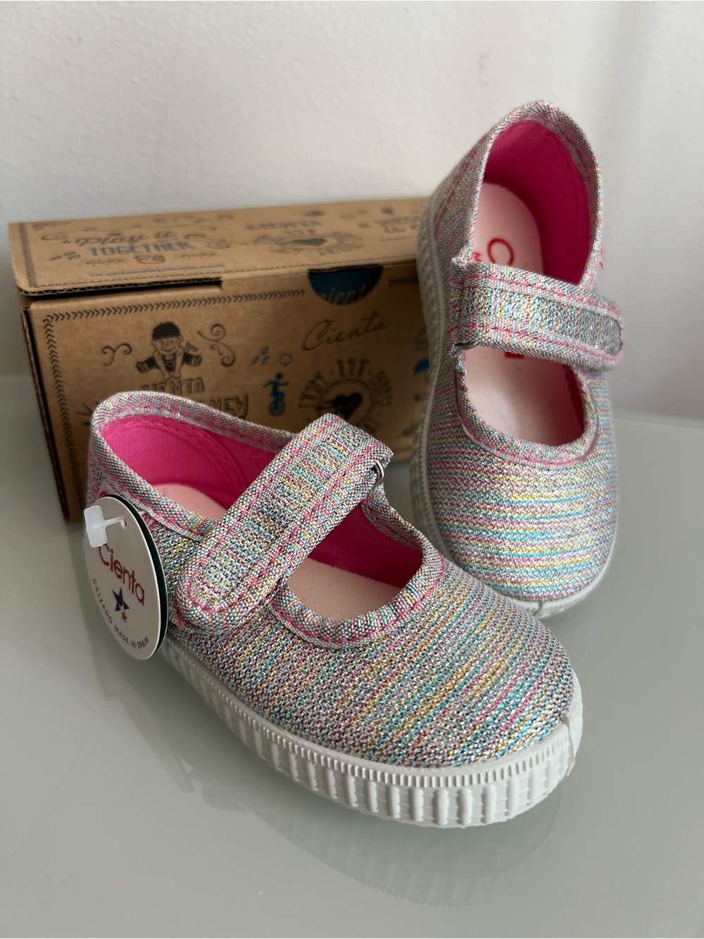 CIENTA Toddler Rainbow Sparkle Mary Jane Shoes, EU 21 - NEW